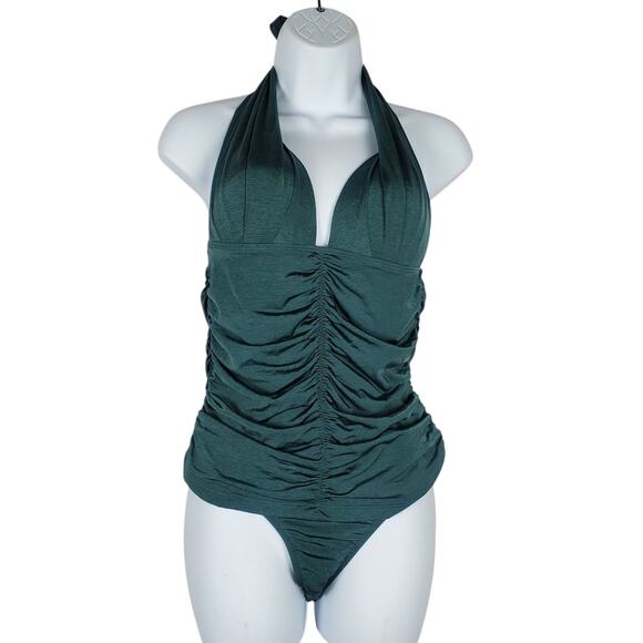 Athleta Other - Athleta Aqualuxe Tankini Swimsuit Top Size M Bikini Bottoms Size L Halter Teal